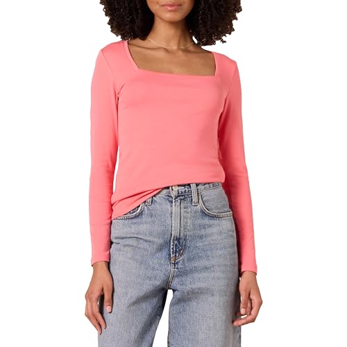 Amazon Essentials Damen T-Shirt Mit Langen Ärmeln Und Eckigem Ausschnitt Mit Schmaler Passform, Intensive Rosa, XXL von Amazon Essentials