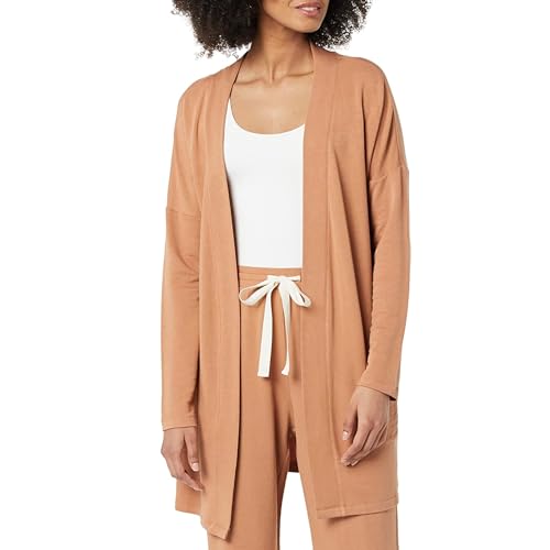 Amazon Essentials Damen Ultraleichter Relaxed Fit-Cardigan mit offener Vorderseite, Helles Karamell, XXL von Amazon Essentials