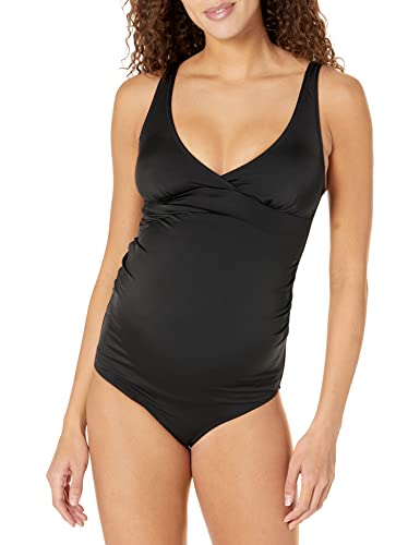 Amazon Essentials Damen Umstands-Badeanzug mit V-Ausschnitt, Verwaschenes Schwarz, 42 von Amazon Essentials