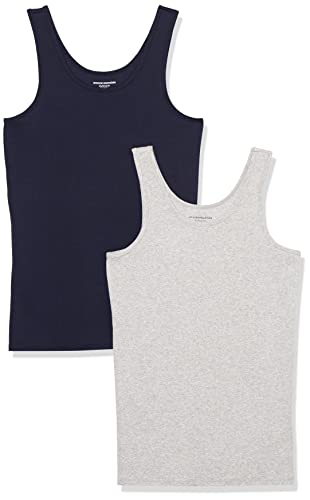 Amazon Essentials Damen Umstands-Tanktop, 2er-Pack, Hellgrau Meliert/Marineblau, L von Amazon Essentials