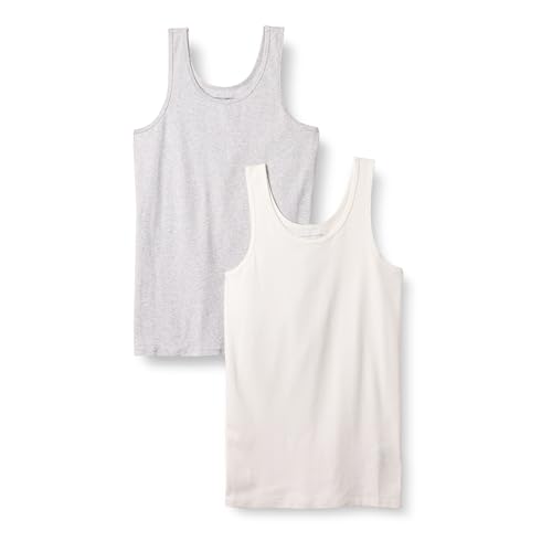 Amazon Essentials Damen Schwangerschafts-Tanktop, 2er-Pack, Elfenbein/Hellgrau Meliert, L von Amazon Essentials