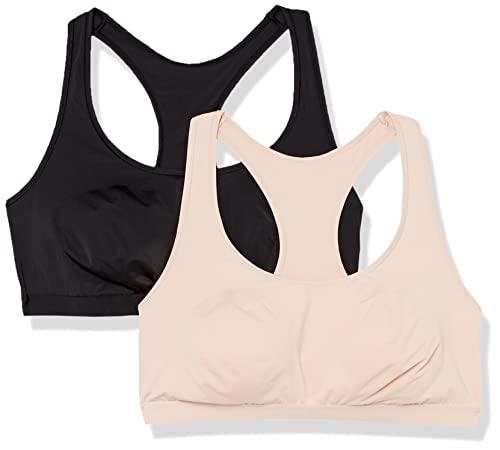 Amazon Essentials Damen Ungefütterter Bralette mit U-Ausschnitt, 2er-Pack, Helles Blütenblatt/Schwarz, XXL Große Größen von Amazon Essentials