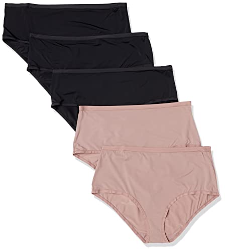 Amazon Essentials Damen Unterwäsche mit mittelhohem Bund (in Übergröße erhältlich), 6er-Pack, Dunkles Taupe/Schwarz, 3XL Große Größen von Amazon Essentials