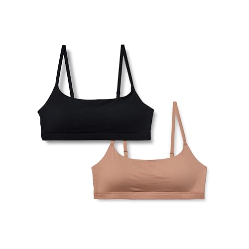 Amazon Essentials Damen Verstellbares Bralette Mit Rundhalsausschnitt Aus Baumwolljersey, 2er-Pack, Gewaschene Bronze/Schwarz, XS Amazon Essentials Damen Verstellbares Bralette Mit Rundhalsausschnitt Aus Baumwolljersey, 2er-Pack, Gewaschene Bronze/Schwarz, XS von Amazon Essentials