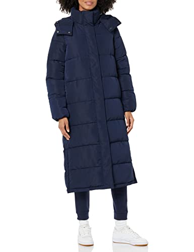 Amazon Essentials Damen Wasserabweisender, Langer Daunenmantel aus recyceltem Polyester mit Kapuze (in Übergröße erhältlich) (Früher Amazon Aware), Marineblau, 4XL Große Größen von Amazon Essentials