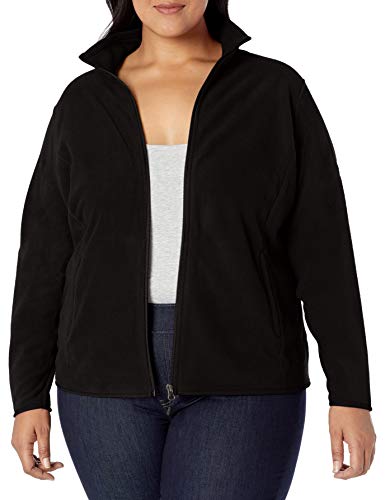 Amazon Essentials Damen Weiche Polarfleece-Jacke mit durchgehendem Reißverschluss in klassischer Passform (erhältlich in Übergrößen), Schwarz, 3XL Große Größen von Amazon Essentials