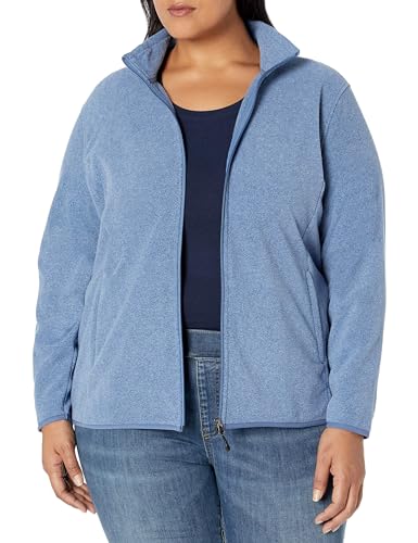 Amazon Essentials Damen Weiche Polarfleece-Jacke mit durchgehendem Reißverschluss in klassischer Passform (erhältlich in Übergrößen), Blau Heide, XXL von Amazon Essentials