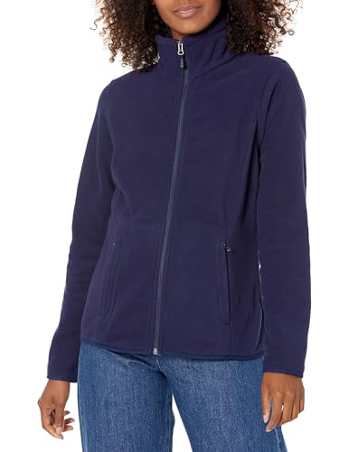 Amazon Essentials Damen Weiche Polarfleece-Jacke mit durchgehendem Reißverschluss in klassischer Passform (erhältlich in Übergrößen), Marineblau, XS von Amazon Essentials