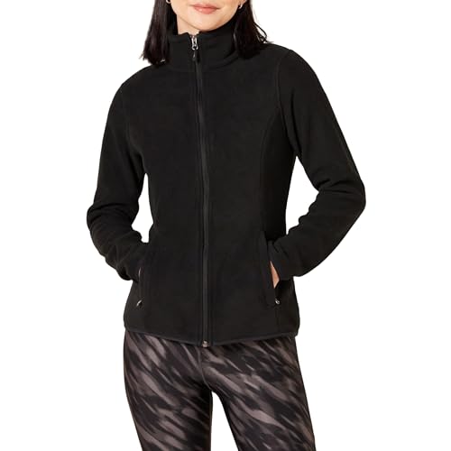 Amazon Essentials Damen Weiche Polarfleece-Jacke mit durchgehendem Reißverschluss in klassischer Passform (erhältlich in Übergrößen), Schwarz, XXL von Amazon Essentials