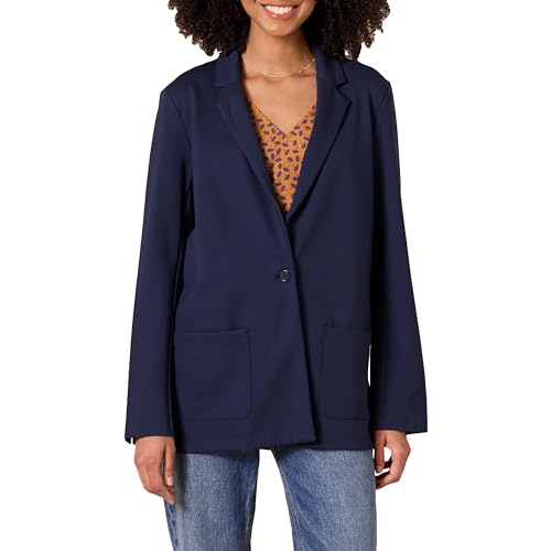 Amazon Essentials Damen Weicher Ponte-Blazer mit lockerer Passform, Marineblau, L von Amazon Essentials