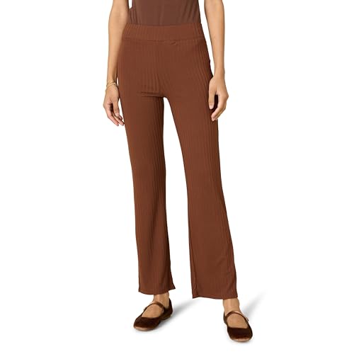 Amazon Essentials Damen Weitgerippte, ausgestellte Knöchelhose (Früher Daily Ritual), Schokoladenbraun, XS von Amazon Essentials