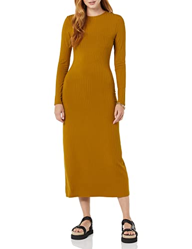 Amazon Essentials Damen Weitgeripptes Langarm-Kleid mit offenem Rücken (Früher Daily Ritual), Braun, L von Amazon Essentials