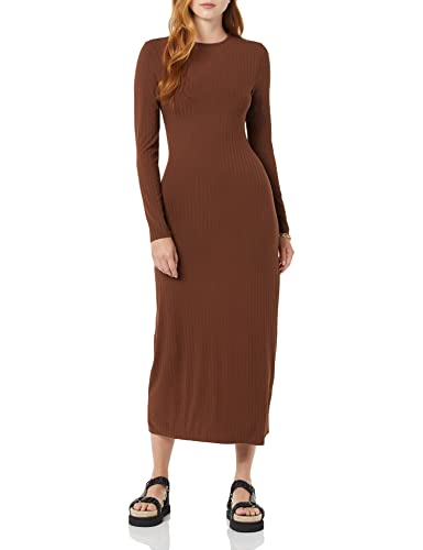 Amazon Essentials Damen Weitgeripptes Langarm-Kleid mit offenem Rücken (Früher Daily Ritual), Schokoladenbraun, M von Amazon Essentials
