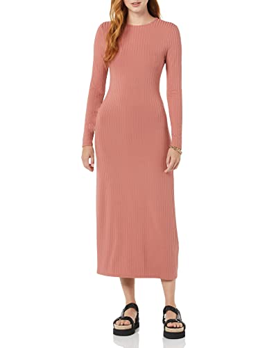Amazon Essentials Damen Weitgeripptes Langarm-Kleid mit offenem Rücken (Früher Daily Ritual), Terrakotta, XL von Amazon Essentials
