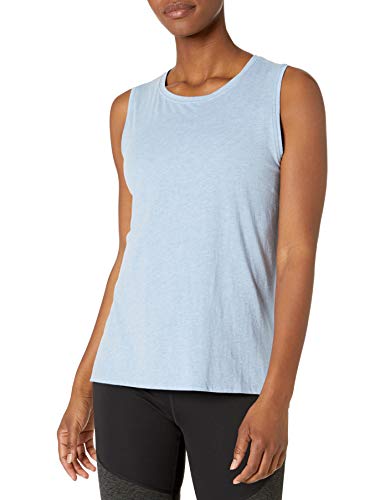 Amazon Essentials Damen Yoga-Tanktop Aus Weicher Baumwolle Mit Lockerer Passform (In Übergröße Erhältlich), Himmelblau, M von Amazon Essentials