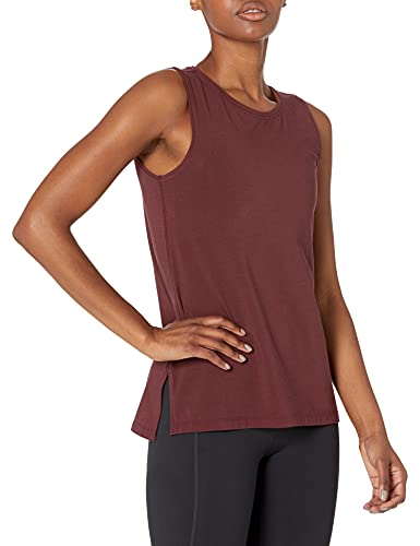 Amazon Essentials Damen Yoga-Tanktop aus weicher Baumwolle in lockerer Passform (in Übergröße erhältlich) (zuvor Core 10), Burgunderrot, XL von Amazon Essentials