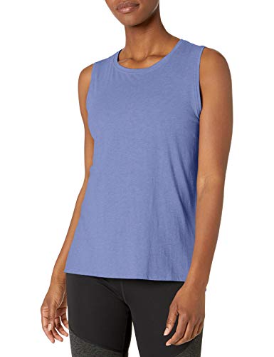 Amazon Essentials Damen Yoga-Tanktop Aus Weicher Baumwolle Mit Lockerer Passform (In Übergröße Erhältlich), Hellblau Gebleicht, M von Amazon Essentials