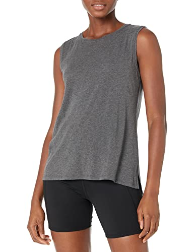 Amazon Essentials Damen Yoga-Tanktop Aus Weicher Baumwolle Mit Lockerer Passform (In Übergröße Erhältlich), Kohlegrau Meliert, 3XL Große Größen von Amazon Essentials