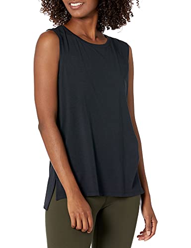 Amazon Essentials Damen Yoga-Tanktop aus weicher Baumwolle in lockerer Passform (in Übergröße erhältlich) (zuvor Core 10), Schwarz, S von Amazon Essentials