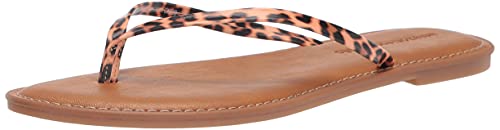 Amazon Essentials Damen Zehensandale, Hellbraun Leopardenmuster, 45.5 EU von Amazon Essentials