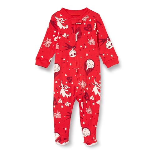 Amazon Essentials Disney | Marvel | Star Wars Unisex Baby Eng anliegender Pyjama aus Baumwolle mit Fuß, Nightmare Valentine - Sleep & Play, 0 Monate von Amazon Essentials