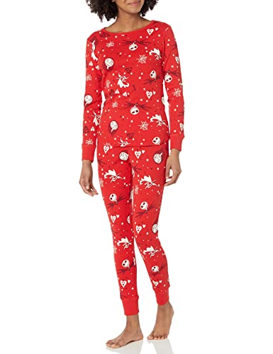 Amazon Essentials Disney Damen Pyjamaset aus Baumwolle, Gute Passform, Nightmare Valentine - Womens Snug Fit, S von Amazon Essentials