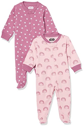 Amazon Essentials Disney | Marvel | Star Wars Unisex Baby Baumwoll-Strampler mit Fuß-Auslauffarben, 2er-Pack Star Wars Tiny Rebel, Frühchen von Amazon Essentials