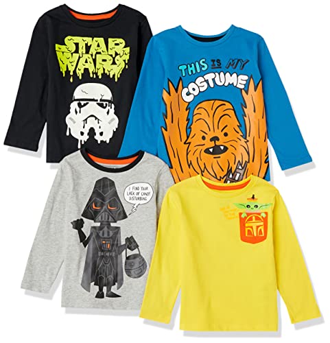 Amazon Essentials Disney | Marvel | Star Wars Jungen Langärmlige T-Shirts (zuvor Spotted Zebra), 4er-Pack, Star Wars/Halloween, 5 Jahre von Amazon Essentials