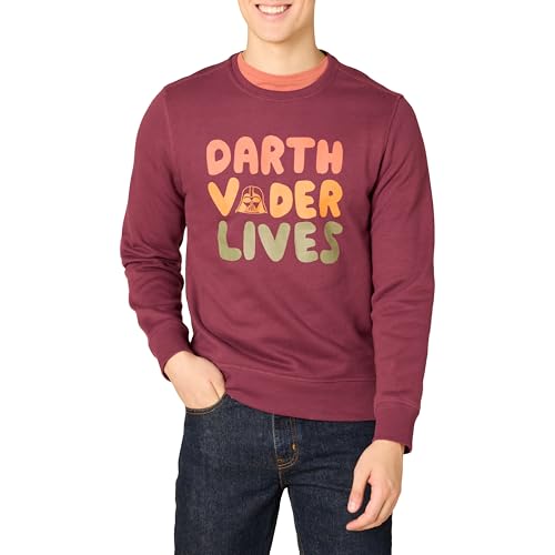 Amazon Essentials Disney | Marvel | Star Wars Herren Fleecesweatshirt mit Rundhalsausschnitt, Star Wars Vader Lives, XL von Amazon Essentials