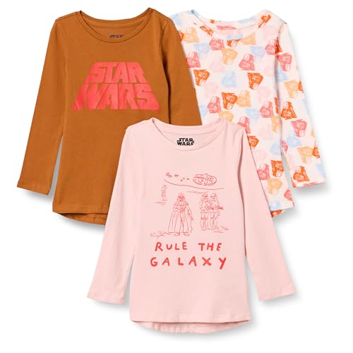 Amazon Essentials Disney | Marvel | Star Wars | Frozen | Princess Mädchen Tunika-Shirts mit Langen Ärmeln, 3er-Pack, Star Wars Rule The Galaxy, 9 Jahre von Amazon Essentials