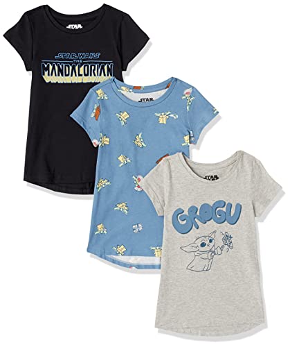 Amazon Essentials Disney | Marvel Princess Mädchen Kurzärmelige Tunika-T-Shirts, 3er-Pack Star Wars Grogu and Friends, 4-5 Jahre von Amazon Essentials