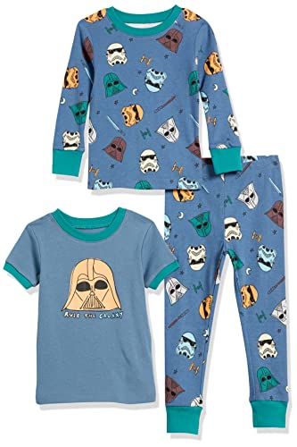 Amazon Essentials Disney | Marvel | Star Wars Jungen Eng anliegender Baumwoll-Schlafanzug, 3er-Pack, Star Wars Navy Rule The Galaxy 3-teiliges Set, 10 Jahre von Amazon Essentials