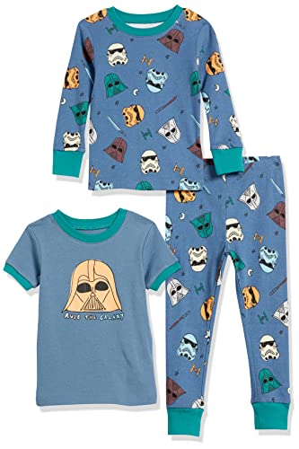 Amazon Essentials Disney | Marvel | Star Wars Jungen Eng anliegender Baumwoll-Schlafanzug, 3er-Pack, Star Wars Navy Rule The Galaxy 3-teiliges Set, 5 Jahre von Amazon Essentials