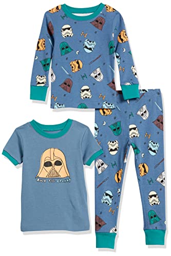 Amazon Essentials Disney | Marvel | Star Wars Jungen Eng anliegende Baumwoll-Schlafanzüge, 3er-Pack, Star Wars Navy Rule The Galaxy 3-teiliges Set, 5 Jahre von Amazon Essentials
