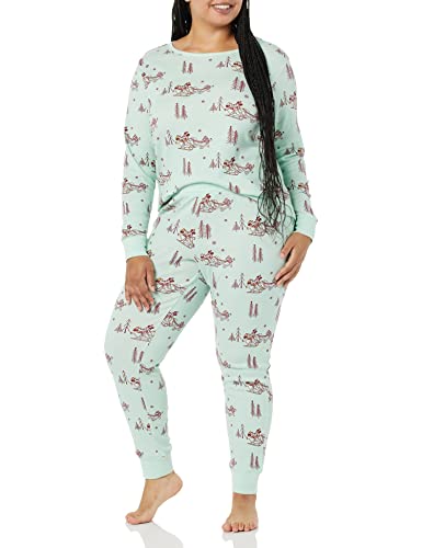 Amazon Essentials Disney | Marvel | Star Wars Damen Eng anliegende Baumwoll-Schlafanzüge, Mickey Winter - Womens Snug-fit, S von Amazon Essentials