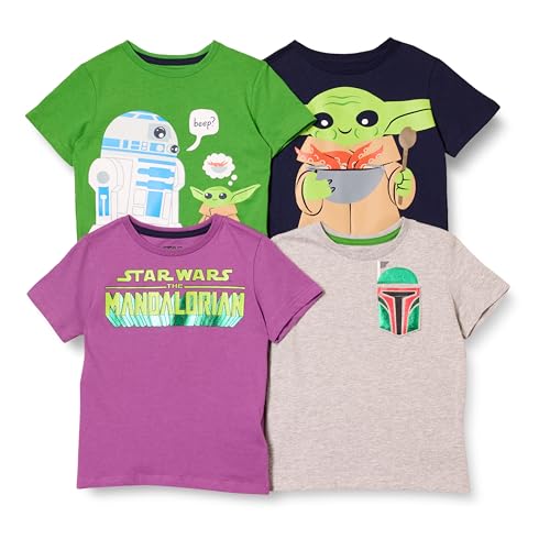Amazon Essentials Disney | Marvel | Star Wars Jungen Kurzärmlige T-Shirts (zuvor Spotted Zebra), 4er-Pack, Star Wars Child, 4 Jahre von Amazon Essentials