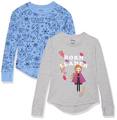 Amazon Essentials Disney | Marvel | Star Wars | Frozen Mädchen Langärmelige Thermo-T-Shirts, 2er-Pack, Frozen 2 Born Leader, 8 Jahre von Amazon Essentials