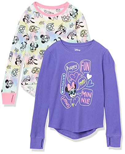 Amazon Essentials Disney | Marvel | Star Wars | Frozen Mädchen Langärmelige Thermo-T-Shirts, 2er-Pack, Minnie/Purpur, 3 Jahre von Amazon Essentials