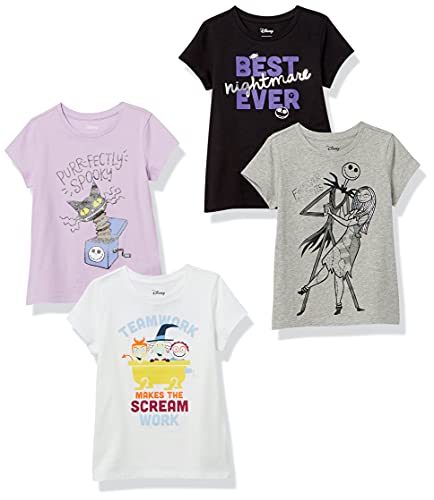 Amazon Essentials Disney | Marvel | Star Wars | Frozen | Princess Mädchen Kurzärmelige T-Shirts, 4er-Pack, Nightmare Spooky, 2 Jahre von Amazon Essentials