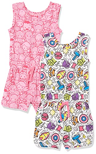 Amazon Essentials Disney | Marvel | Star Wars | Frozen | Princess Mädchen Ärmellose Spielanzüge aus Strick, 2er-Pack, Festive Marvel - Kids, 8 Jahre von Amazon Essentials