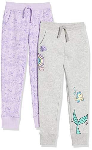 Amazon Essentials Disney | Marvel | Star Wars | Frozen | Princess Mädchen Jogginghose aus Fleece (zuvor Spotted Zebra), 2er-Pack, Princess Ariel, 5 Jahre von Amazon Essentials