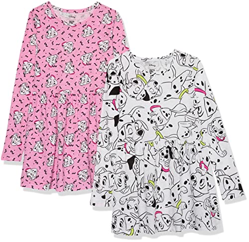 Amazon Essentials Disney | Marvel | Star Wars | Frozen | Princess Mädchen Langärmlige Freizeit-Strickkleider (zuvor Spotted Zebra), 2er-Pack, Dalmatiner, 4 Jahre von Amazon Essentials