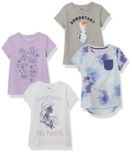 Amazon Essentials Disney | Marvel | Star Wars | Frozen | Princess Mädchen Kurzärmelige T-Shirts, 4er-Pack, Frozen/Batik, 10 Jahre von Amazon Essentials
