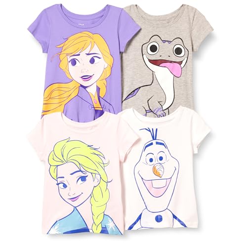 Amazon Essentials Disney | Marvel | Star Wars | Frozen | Princess Mädchen Kurzärmelige T-Shirts, 4er-Pack, Frozen 2 ELSA, 3 Jahre von Amazon Essentials