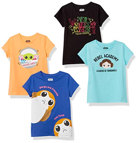 Amazon Essentials Disney | Marvel | Star Wars | Frozen | Princess Mädchen Kurzärmelige T-Shirts, 4er-Pack, Star Wars Rebel, 2 Jahre von Amazon Essentials