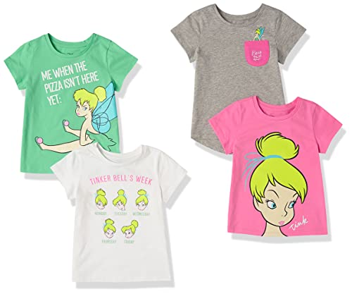Amazon Essentials Disney | Marvel | Star Wars | Frozen | Princess Mädchen Kurzärmelige T-Shirts, 4er-Pack, Tinker Bell Moods, 2 Jahre von Amazon Essentials