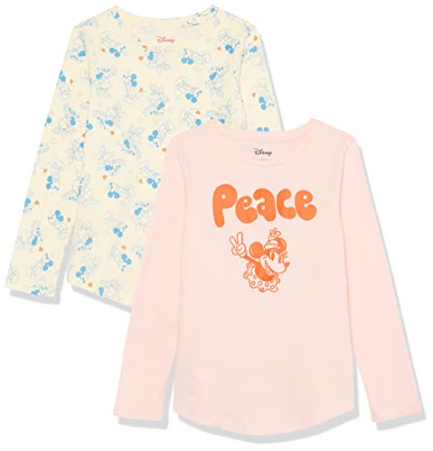 Amazon Essentials Disney | Marvel | Star Wars | Frozen | Princess Mädchen Langärmelige T-Shirts, 2er-Pack, Minnie Peace - Girls, 9 Jahre von Amazon Essentials