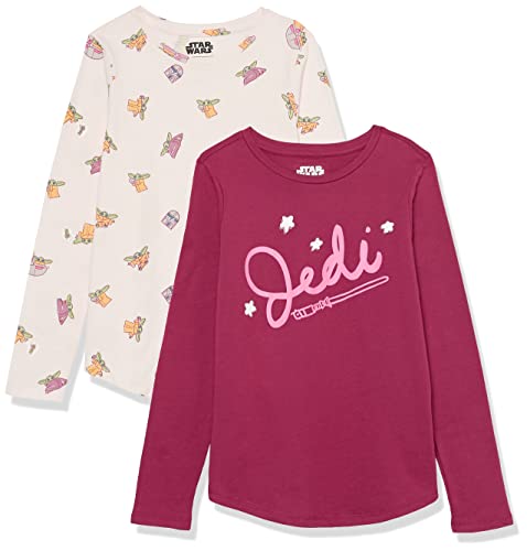 Amazon Essentials Disney | Marvel | Star Wars | Frozen | Princess Mädchen Langärmelige T-Shirts, 2er-Pack, Star Wars Jedi Friends, 8 Jahre von Amazon Essentials