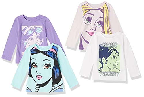 Amazon Essentials Disney | Marvel | Star Wars Mädchen Langärmlige T-Shirts (zuvor Spotted Zebra), 4er-Pack, Prinzessin, 3 Jahre von Amazon Essentials