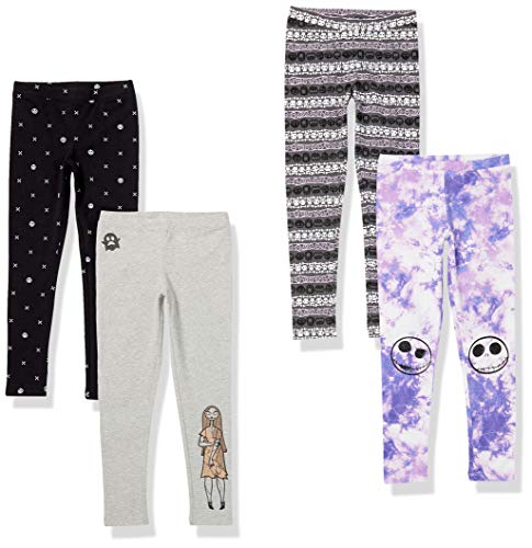 Amazon Essentials Disney | Marvel | Star Wars | Frozen | Princess Mädchen Leggings, 4er-Pack, Schwarz/Grau/Purpur, Disney/Monsteraufdruck/Batik, 4 Jahre von Amazon Essentials